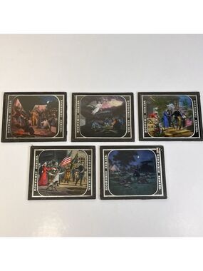 Set Of 5 Magic Lantern Glass Slides Economic Series Coloured C.T. Milligan USA